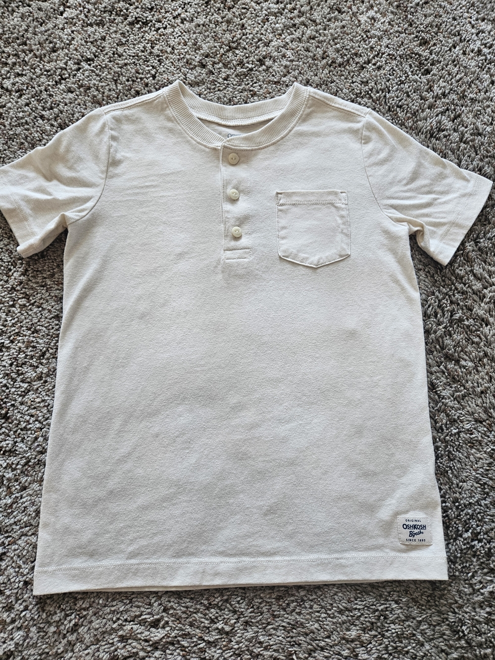OshKosh B'gosh Cream Short Sleeve Henley Pocket Tee
